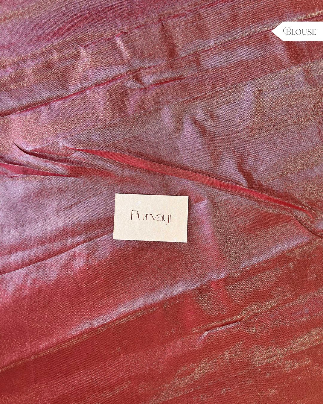 Pink Golden Stripes Rasipuram Silk Traditional Handloom Saree with Maroon Contrast border