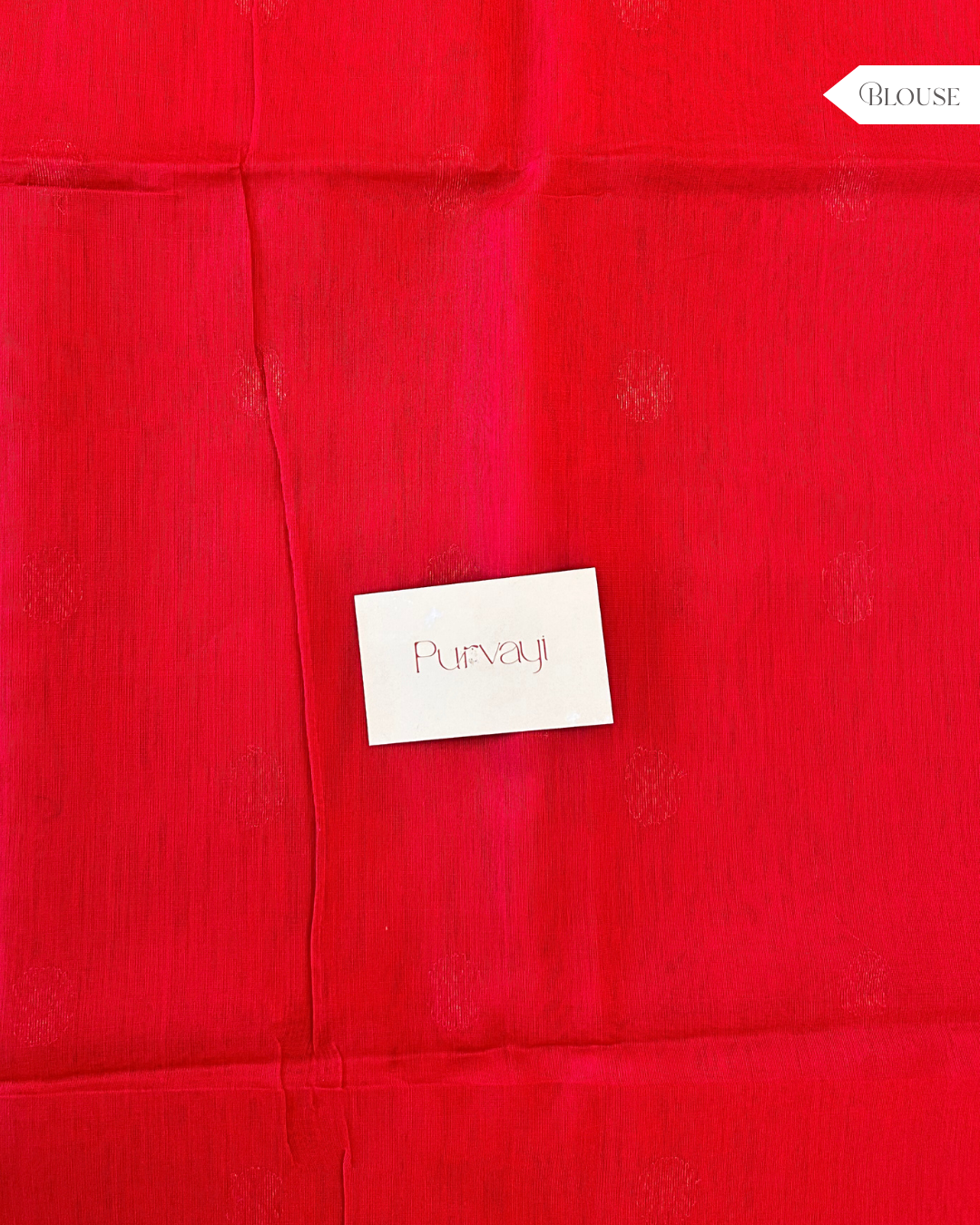Sun Yellow-Red Handwoven with Zari Booti - Pure Maheshwari Silk