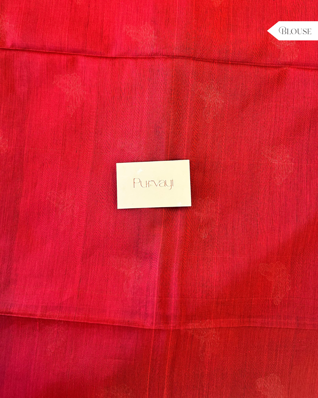 Midnight Blue-Red Handwoven with Butterfly Zari Booti - Pure Maheshwari Silk