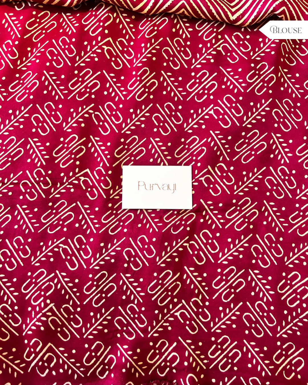 Handblocked Ajrak Crimson Red Saree - Modal Silk