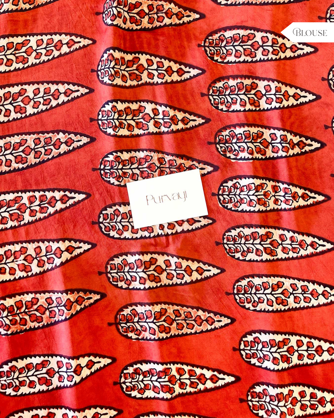 Handblocked Ajrak Burnt Orange Saree - Modal Silk