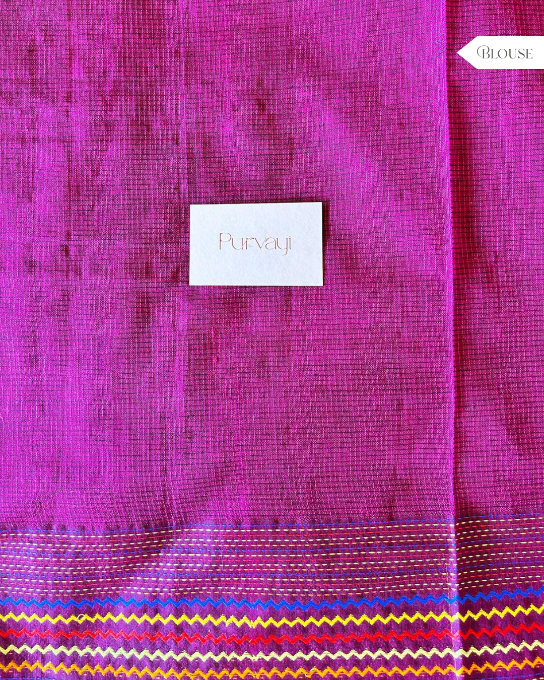Hand-Stitched Kantha Magenta Saree - Organic Khadi