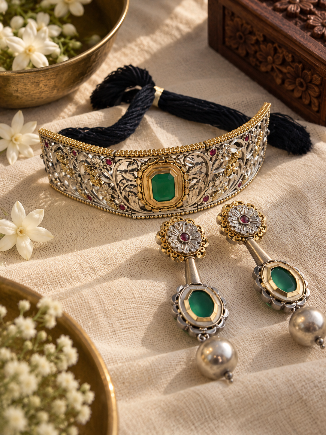 Sitara - Emerald Statement Choker Set