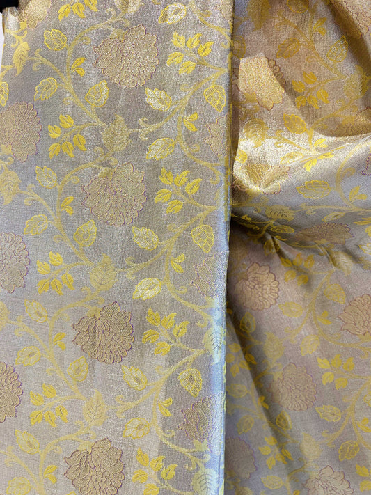 Light Yellow Rasipuram Silk Traditional Handloom Saree with Purple Contrast border