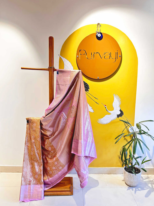 Rust Orange Rasipuram Silk Traditional Handloom Saree with Pink Contrast border