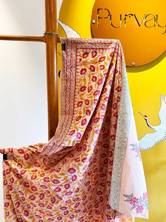 Pink Floral Block Print