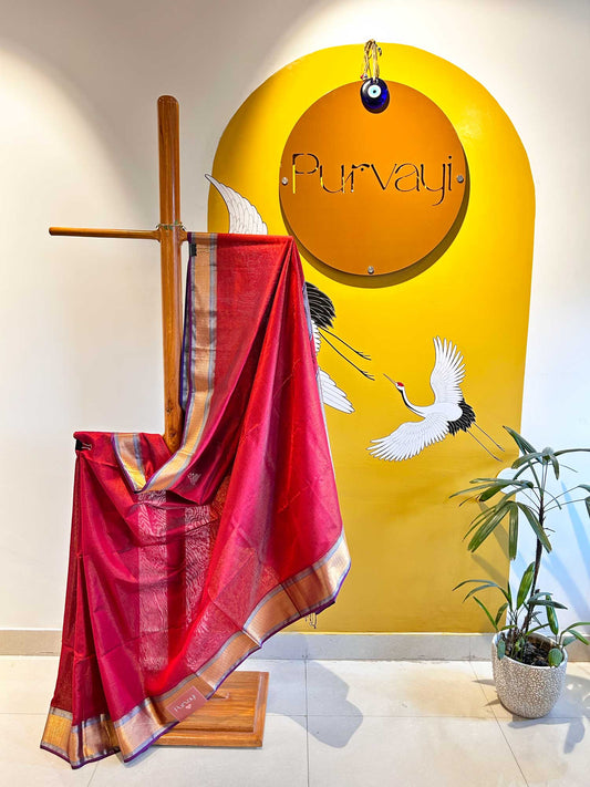 Red Purple Handwoven - Tissue Silk