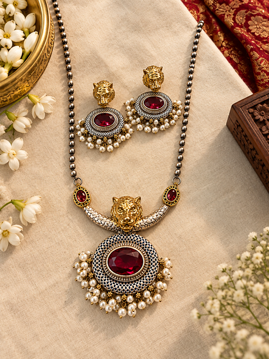 Rudra - Ruby Tiger Jewellery Set