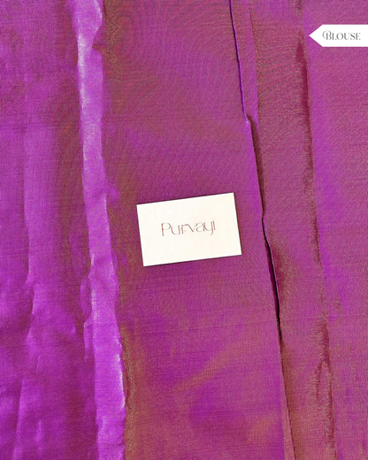 Golden Semi Soft Silk Saree with Mauve Contrast Pallu