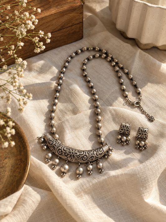 Chandni - Oxidised Silver Statement Necklace