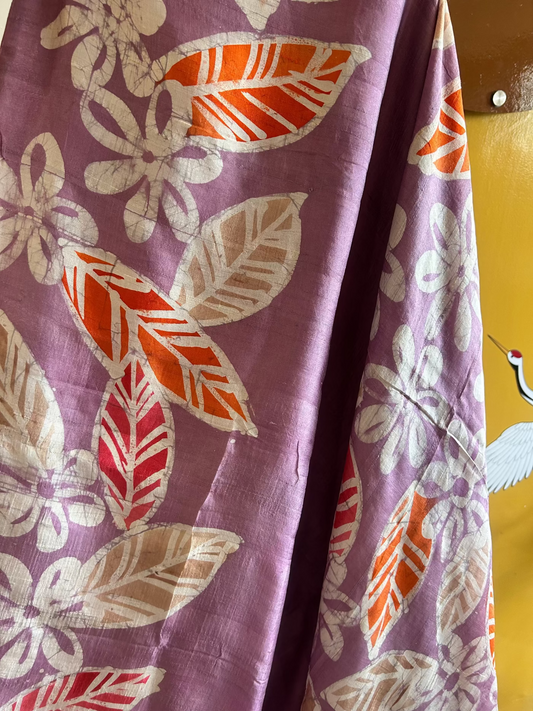 Mauve Hand-Painted Batik - Silk