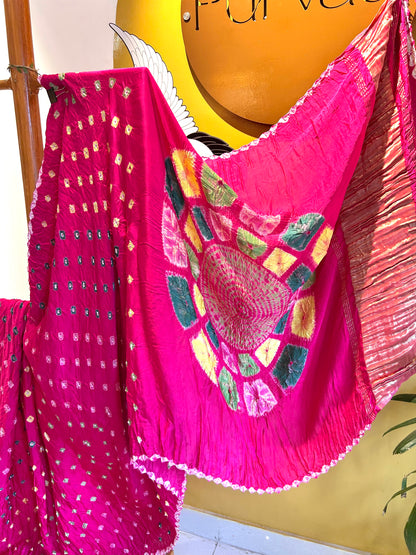 Bandhej Shibori with Zari Patta