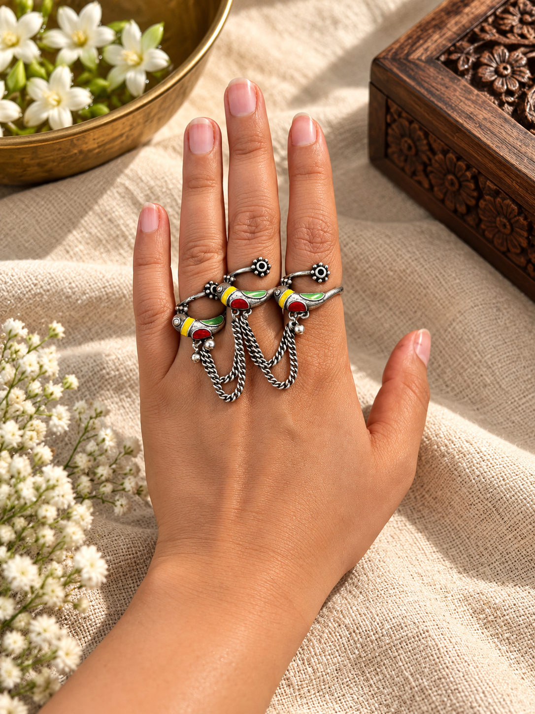Dor - Multicolour Chain Statement Ring