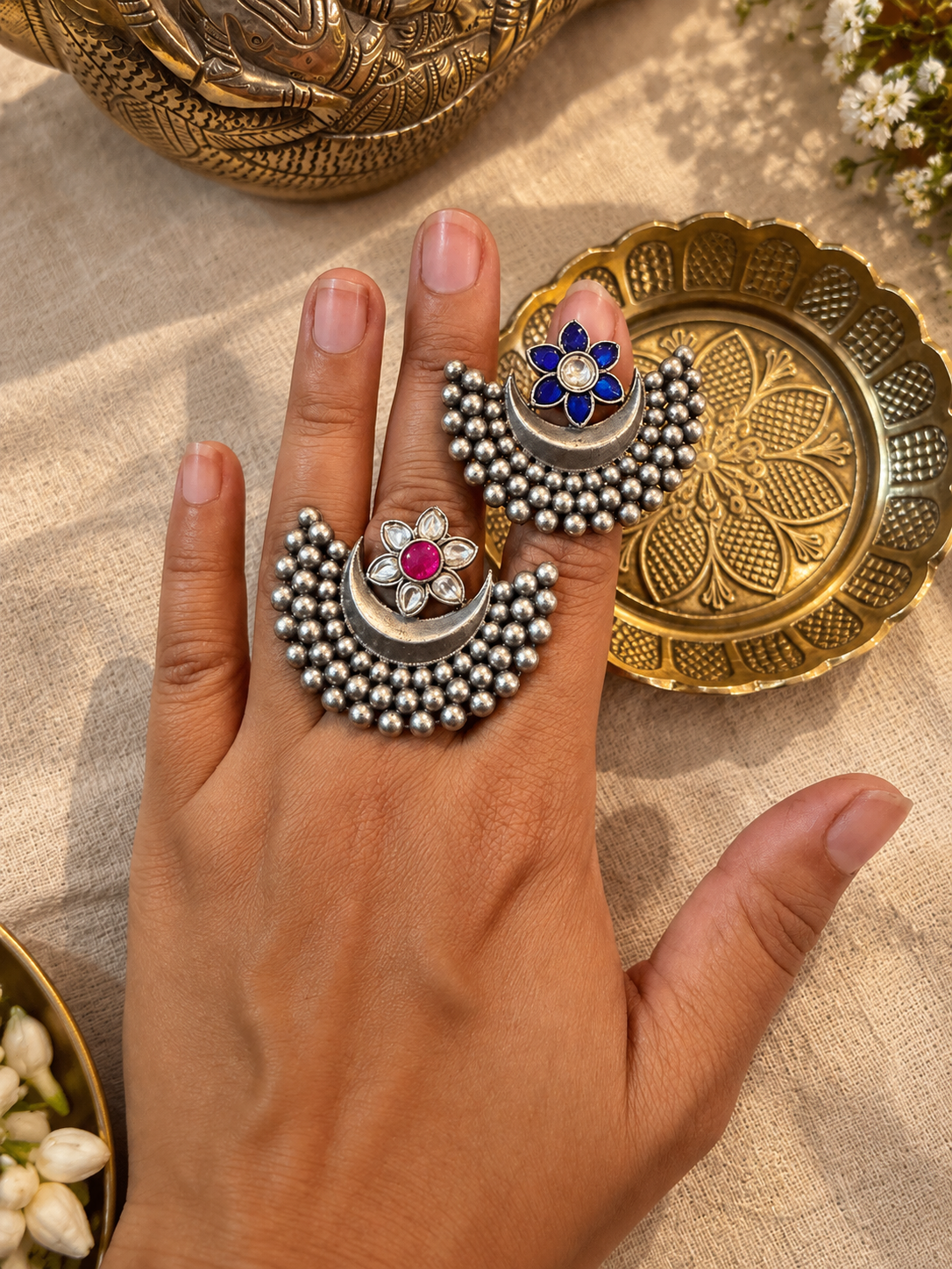 Chandrika - Oxidised Silver Statement Rings